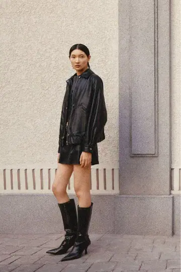 ZARA 인조 가죽 자켓 블랙