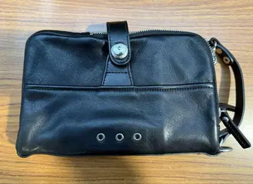 헬베티카 볼드 일본제 가죽 숄더 클러치백 블랙