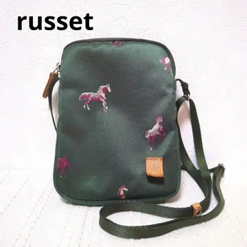 russet 러셋 말 패턴 홀스 무늬 나일론 스마트폰 숄더백 짙은 녹색