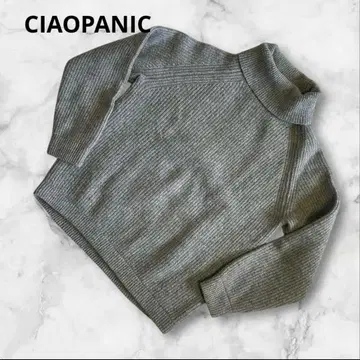 CIAOPANIC 래글런 소매 리브 터틀넥 니트 그레이 M
