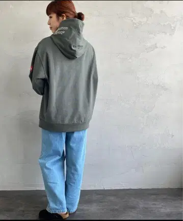 맨해튼 포티지 후드 자수 후드 맨투맨 다크 그린