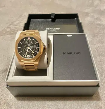 새상품급 D1 MILANO 스켈레톤 자동 손목시계 로즈 골드