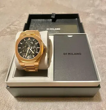 새상품급 D1 MILANO 스켈레톤 자동 손목시계 로즈 골드
