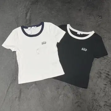 GAP 리브 크롭 Gap 로고 t셔츠 2장 세트 S 블랙 화이트
