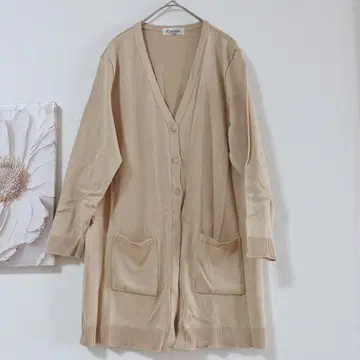 if. avenir V넥 롱 가디건 캐주얼 베이지 M