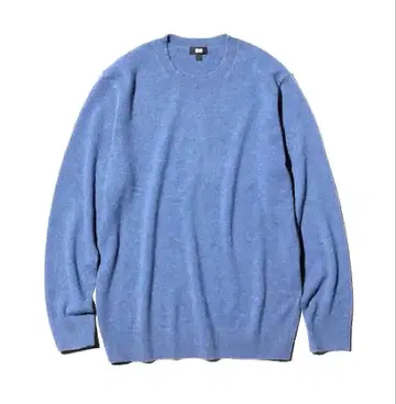 유니클로 캐시미어 크루넥 스웨터 (긴팔) 블루 L 캐시미어 100%