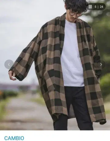 CAMBIO 칸비오 가운 코트 체크