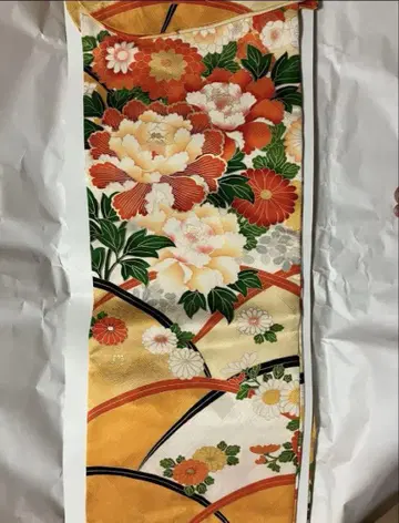 중고 후리소데 꽃무늬 모란 국화