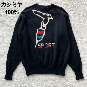 컨디션 최상 트루사르디 스포츠 캐시미어 100% 빅 로고 니트 블랙