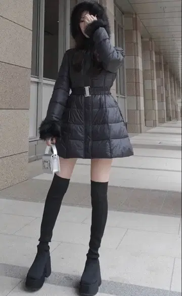 GRL 스트레치 니트 통굽 롱 부츠[zr1194]