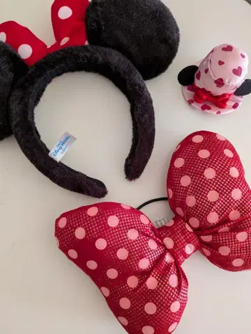 디즈니 Disney 미니 마우스 머리띠 빅 리본 머리끈 핀 고정