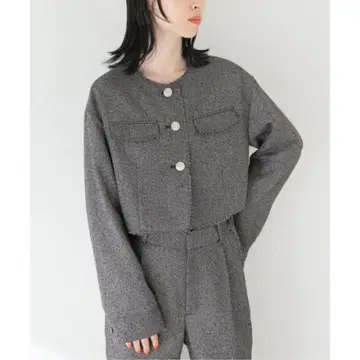링 트위드 숏 자켓