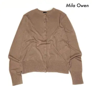 Mila Owen 미라 오웬 라메 니트 크루넥 가디건 핑크