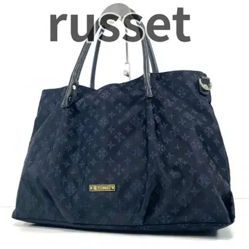 새상품급 russet 러셋 토트백 네이비 x 모노그램 패턴 대용량