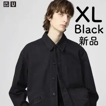 택 포함 새상품 유니클로 U 오버 사이즈 컬러 데님 자켓 블랙 XL