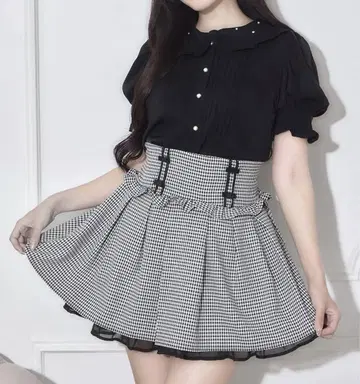 pium 턱 플레어 도리 미니 스커트