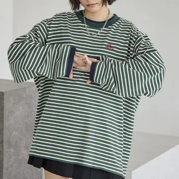PBLIM UNISEX 레이어드 루즈 롱T 그린