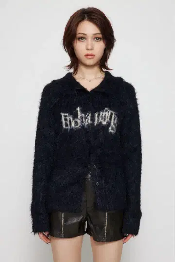 LAGUA GEM JACQUARD SHAGGY 니트 블랙