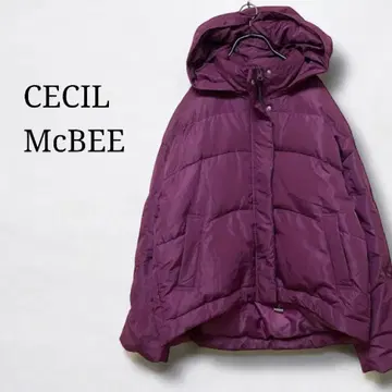 세실 맥비 후드 부착 다운 자켓 코트 아우터 겨울 방한 퍼플 보라색