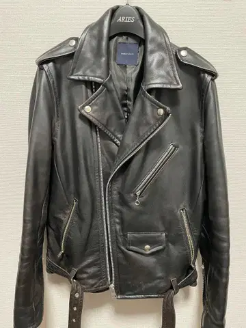 AMERICAN RAG CIE 블랙 가죽 라이더 자켓