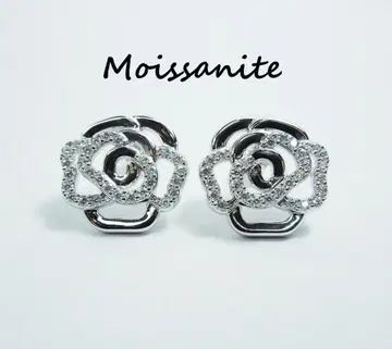 장미 모이사나이트 페어 귀걸이 스터드 귀걸이 새상품 장미 꽃 S925