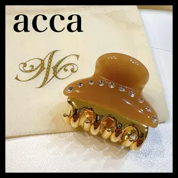 [컨디션 최상] acca 핑크 베이지 비쥬 헤어 클립 큐빅