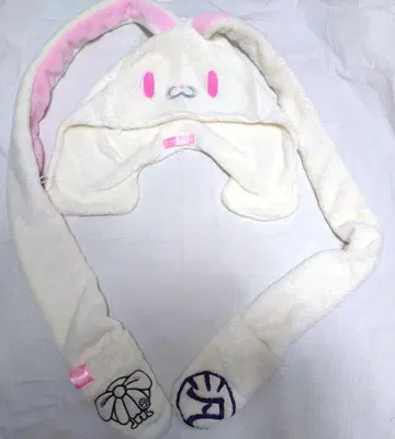 범용 토끼 화이트 모자 후드 머플러 캡