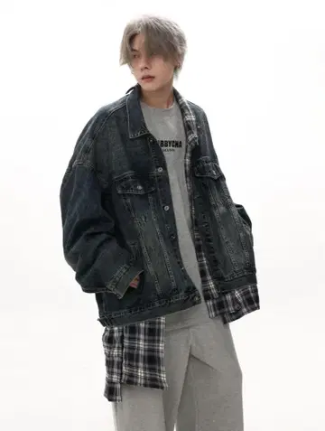 GIBBYCNA LAYERED DENIM jACKET qs86 XL