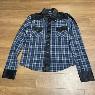 헤이세이 글래드 뉴스 체크 무늬 긴팔 셔츠 왕관 프린트 사이즈 3