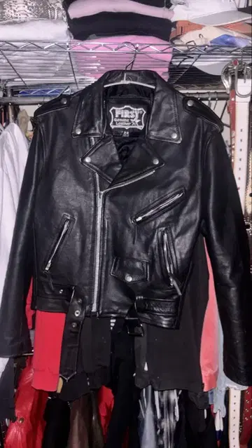 90s 천연 가죽 double leather jacket punk y2k