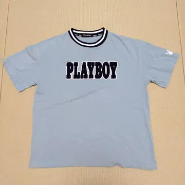 PLAYBOY 로고 자수 T셔츠 M 라이트 블루
