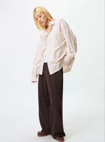 UNIQLO 맨투맨 와이드 팬츠 다크 브라운 M 사이즈
