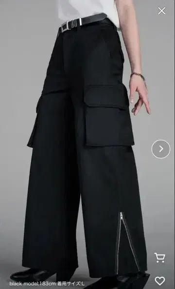 ADRER 블랙 카고 팬츠 지퍼 S 사이즈