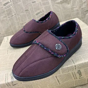 새상품 여성용 22.5cm 꽃무늬 벨크로 테이프 재활 신발 빨간색 647