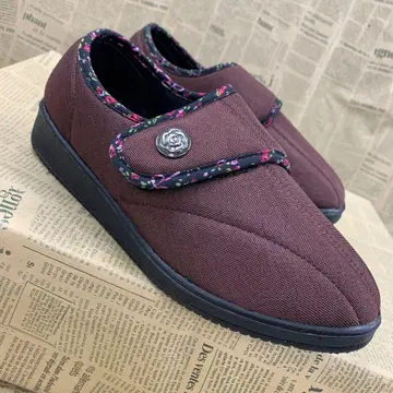 새상품 여성용 23.0cm 꽃무늬 벨크로 테이프 재활 신발 빨간색 647