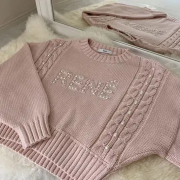 Rene 루네 로고 니트 스웨터 숏 기장 36