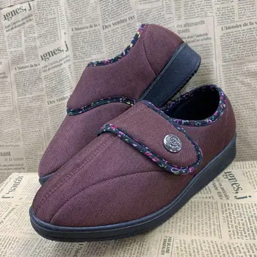 새상품 여성용 24.0cm 꽃무늬 벨크로 테이프 재활 신발 빨간색 647
