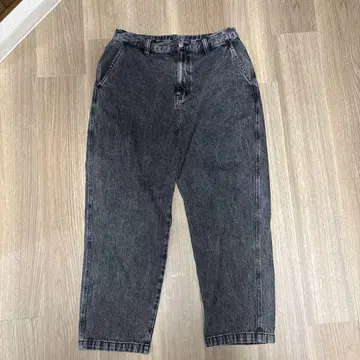 블랙 와이드 팬츠 허리밴딩