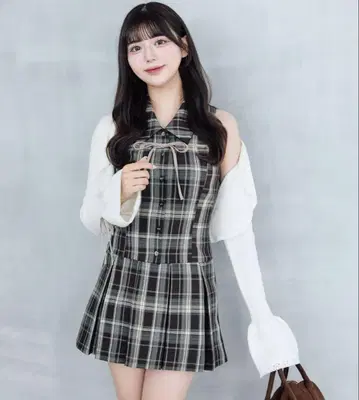 OLIVE des OLIVE 슬리브리스 셔츠 미니 원피스 브라운