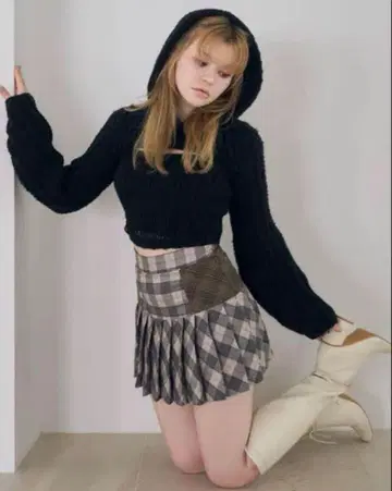 Coco check pleats skirt M