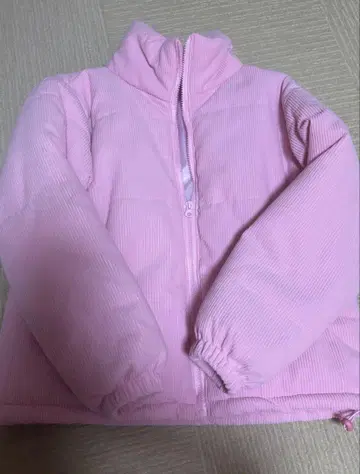 핑크 코듀로이 다운 자켓