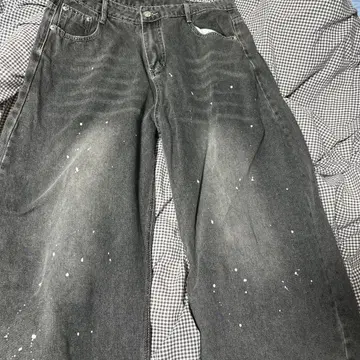 다크 그레이 와이드 레그 데님 팬츠