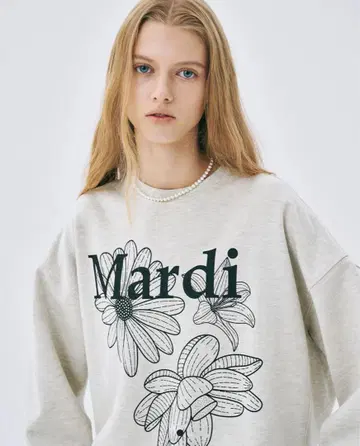 SWEATSHIRT TRIPLE FLOWER_OATMEAL BLACK