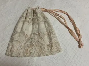 앤티크 레이스 핑크 실크 핸드메이드 복조리 백 파우치