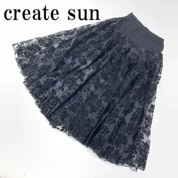LA8210 create sun 롱 스커트 블랙 폴리에스테르 100% F
