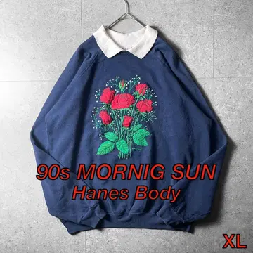 90s Morning Sun Hanes USA제 카라 부착 맨투맨 XL