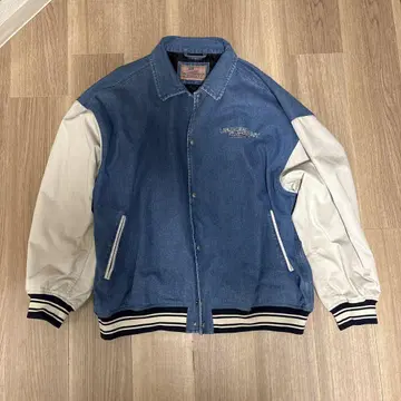 데님 절개 바시티 자켓 어워드 자켓