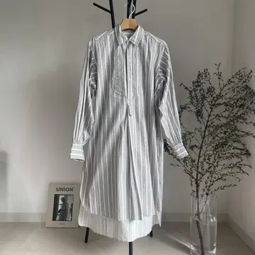새상품급 LENO pleated pullover 스트라이프 셔츠 원피스