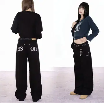 as'on SMOG WIDE PANTS BLACK