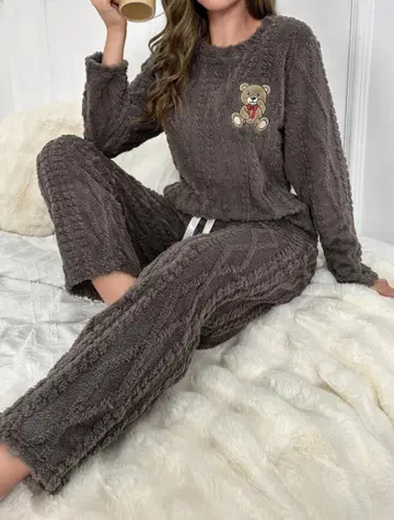 테디베어 자수 플리스 룸웨어 (L, XL, 2XL, 3XL 사이즈)